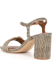 Kurt Geiger London Kensington Langley Block Heel Glitz Rhinestone Houndstooth Dress Sandals