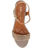 Kurt Geiger London Kensington Langley Block Heel Glitz Rhinestone Houndstooth Dress Sandals