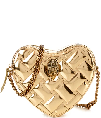 Kurt Geiger London Metallic Kensington Leather Gold Drench Heart Crossbody Bag