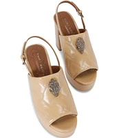 Kurt Geiger London Kensington Mule Slingback Eagle Head Quilted Leather Platform Sandals