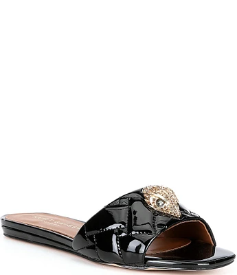 Kurt Geiger London Kensington Quilted Patent Leather Eagle Head Sandals