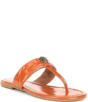 Kurt Geiger London Kensington Quilted Patent Leather Eagle Head T-Bar Sandals