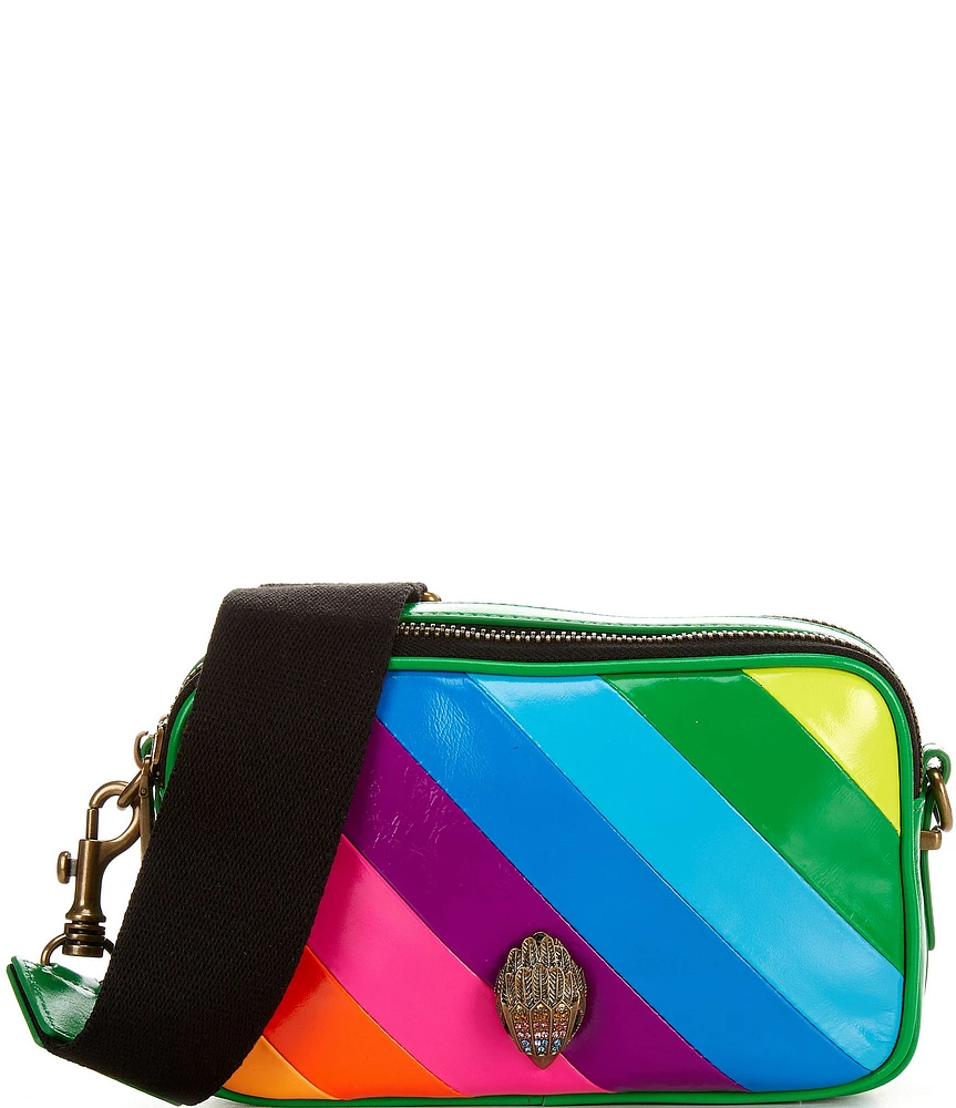 Kurt Geiger London Kensington Rainbow Leather Double Zip Camera Crossbody Bag