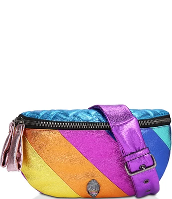 Kurt Geiger London Kensington Rainbow Metallic Striped Soft Belt Bag