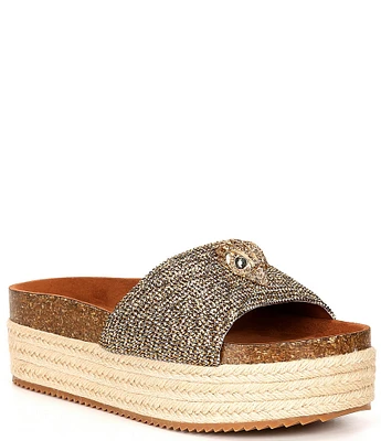 Kurt Geiger London Kensington Rhinestone Platform Espadrille and Cork Slides