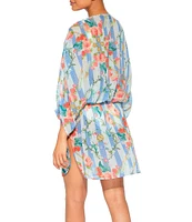 Kurt Geiger London Kensington Striped Strawberry Chiffon V-Neck Tunic Swim Cover-Up