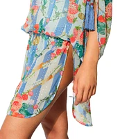 Kurt Geiger London Kensington Striped Strawberry Chiffon V-Neck Tunic Swim Cover-Up