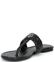 Kurt Geiger London Kensington Quilted Leather Eagle Head T-Bar Sandals