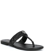 Kurt Geiger London Kensington Quilted Leather Eagle Head T-Bar Sandals