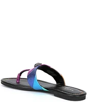 Kurt Geiger London Kensington Metallic Rainbow Leather T-Bar Sandals