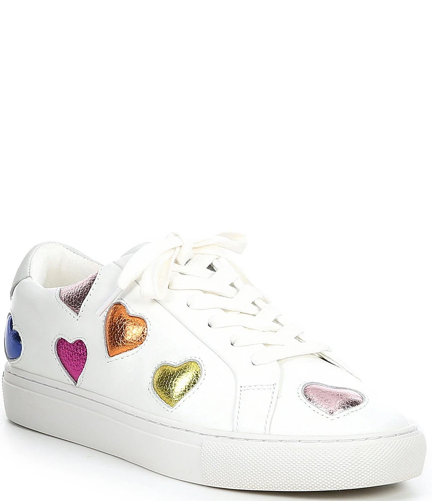 Kurt Geiger London Lane Love Metallic Leather Heart Lace-Up Sneakers