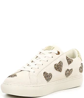 Kurt Geiger London Lane Love Metallic Gold Heart Leather Lace-Up Sneakers