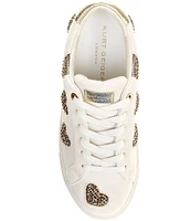 Kurt Geiger London Lane Love Metallic Gold Heart Leather Lace-Up Sneakers