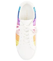 Kurt Geiger London Lane Stripe Crinkle Metallic Rainbow Sneakers