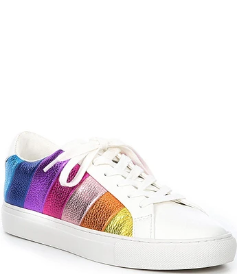 Kurt Geiger London Lane Stripe Crinkle Metallic Rainbow Sneakers