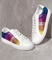 Kurt Geiger London Lane Stripe Crinkle Metallic Rainbow Sneakers