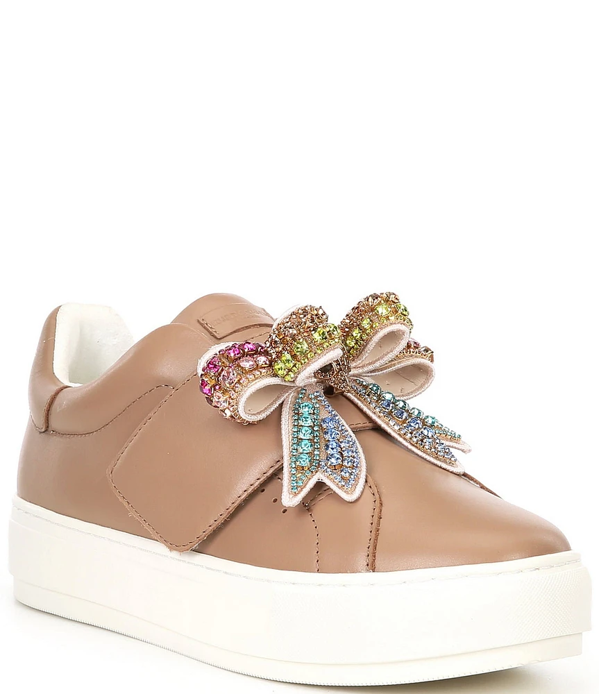 Kurt Geiger London Laney Eagle Head Crystal Bow Platform Sneakers