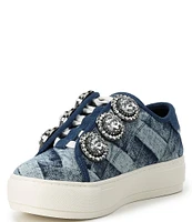 Kurt Geiger London Laney Octavia Jeweled Patchwork Denim Platform Sneakers