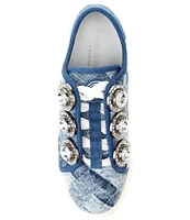 Kurt Geiger London Laney Octavia Jeweled Patchwork Denim Platform Sneakers