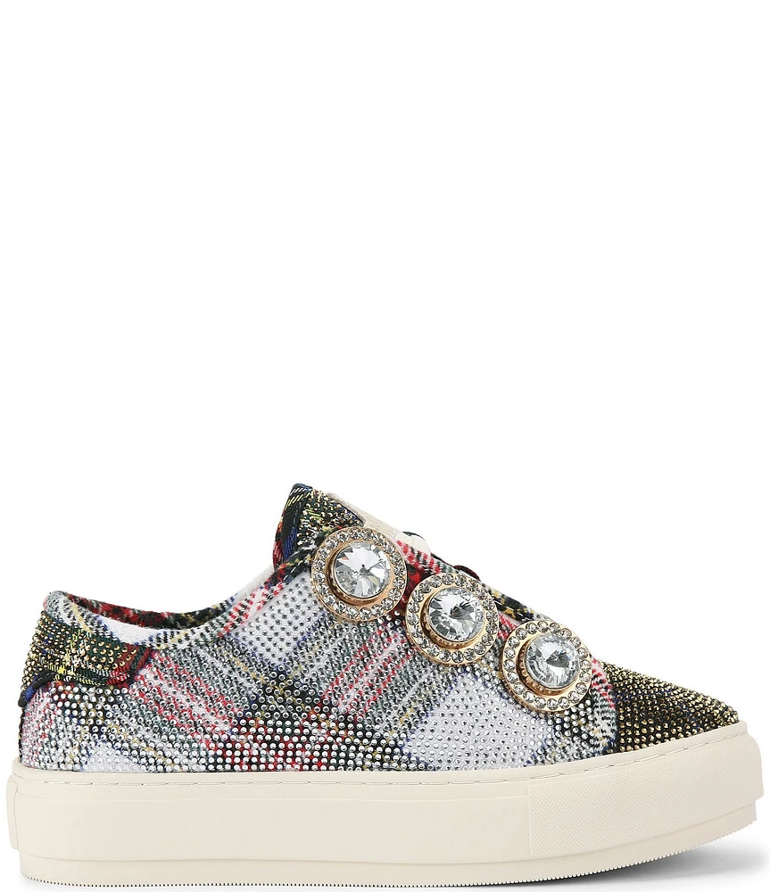 Kurt Geiger London Laney Octavia Oversized Jewel Tartan Plaid Platform Sneakers