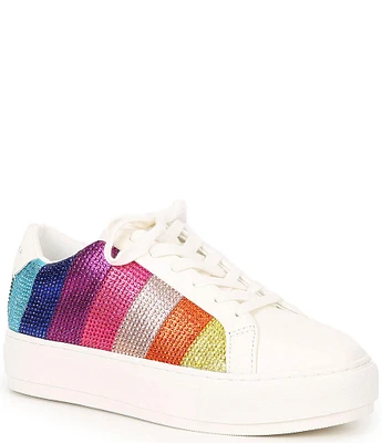 Kurt Geiger London Laney Metallic Rainbow Stripe Rhinestone Embellished Platform Sneakers