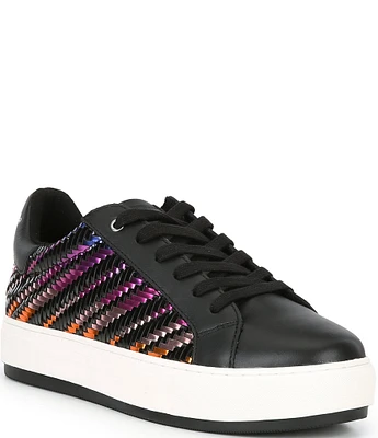 Kurt Geiger London Laney Woven Metallic Leather Platform Sneakers