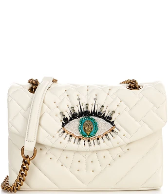 Kurt Geiger London Large Embellished Rhinestone Eye Quilted Leather Shoulder Bag