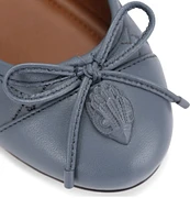 Kurt Geiger London Leather Eagle Bow Detail Quilted Ballerina Flats