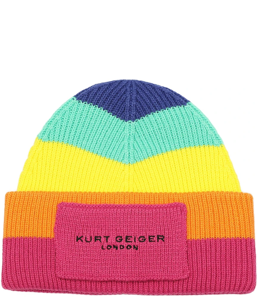 Kurt Geiger London Logo Patch Rainbow Beanie