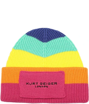 Kurt Geiger London Logo Patch Rainbow Beanie