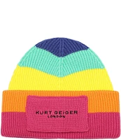 Kurt Geiger London Logo Patch Rainbow Beanie