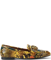 Kurt Geiger London Mayfair Buckle Eagle Head Snake Print Leather Loafers