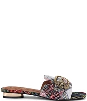 Kurt Geiger London Mayfair Eagle Buckle Embellished Plaid Slide Sandals