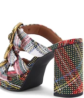 Kurt Geiger London Mayfair Embellished Tartan Plaid Platform Slide Sandals