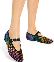 Kurt Geiger London Mayfair Leather Rainbow Rhinestone Ballet Flat