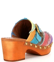 Kurt Geiger London Mayfair Rainbow Frayed Denim Platform Clogs