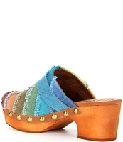 Kurt Geiger London Mayfair Rainbow Frayed Denim Platform Clogs