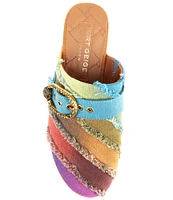 Kurt Geiger London Mayfair Rainbow Frayed Denim Platform Clogs