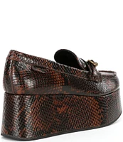 Kurt Geiger London Mayfair Snake Print Leather Platform Loafers