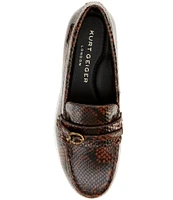 Kurt Geiger London Mayfair Snake Print Leather Platform Loafers