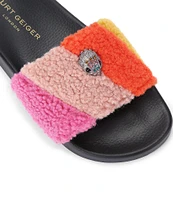 Kurt Geiger London Meena Colorblock Teddy Eagle Head Slides