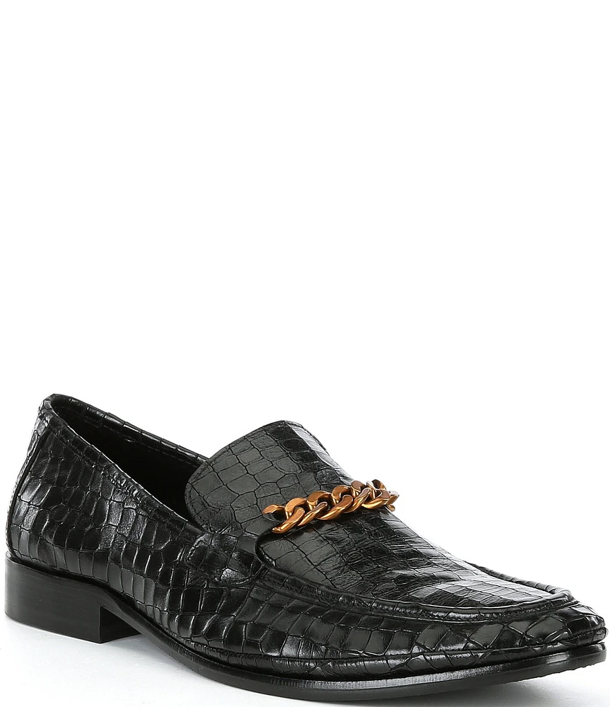 Kurt Geiger London Men's Luca Crocodile Embossed Leather Loafers