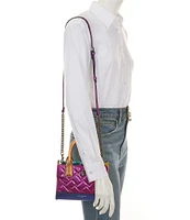 Kurt Geiger London Metallic Colorblock Extra Small Kensington Square Crossbody Tote Bag