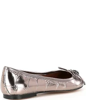 Kurt Geiger London Metallic Crinkle Leather Eagle Bow Ballerina Flats