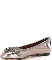 Kurt Geiger London Metallic Crinkle Leather Eagle Bow Ballerina Flats