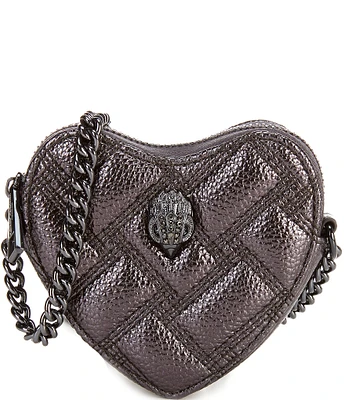 Kurt Geiger London Micro Gunmetal Leather Heart Crossbody Bag