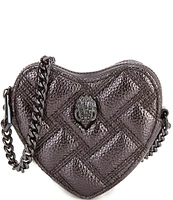 Kurt Geiger London Micro Gunmetal Leather Heart Crossbody Bag