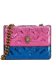 Kurt Geiger London Micro Kensington Croc Metallic Pink Blue Crossbody Bag