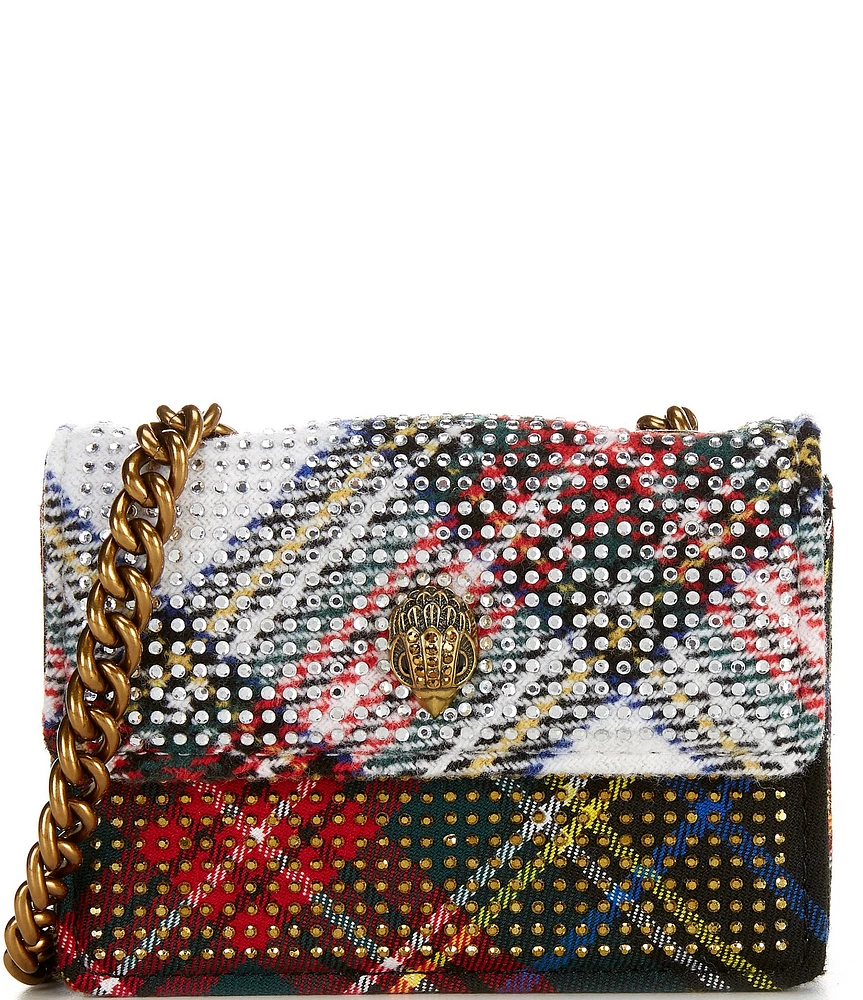 Kurt Geiger London Micro Kensington Plaid Rhinestone Crossbody Bag