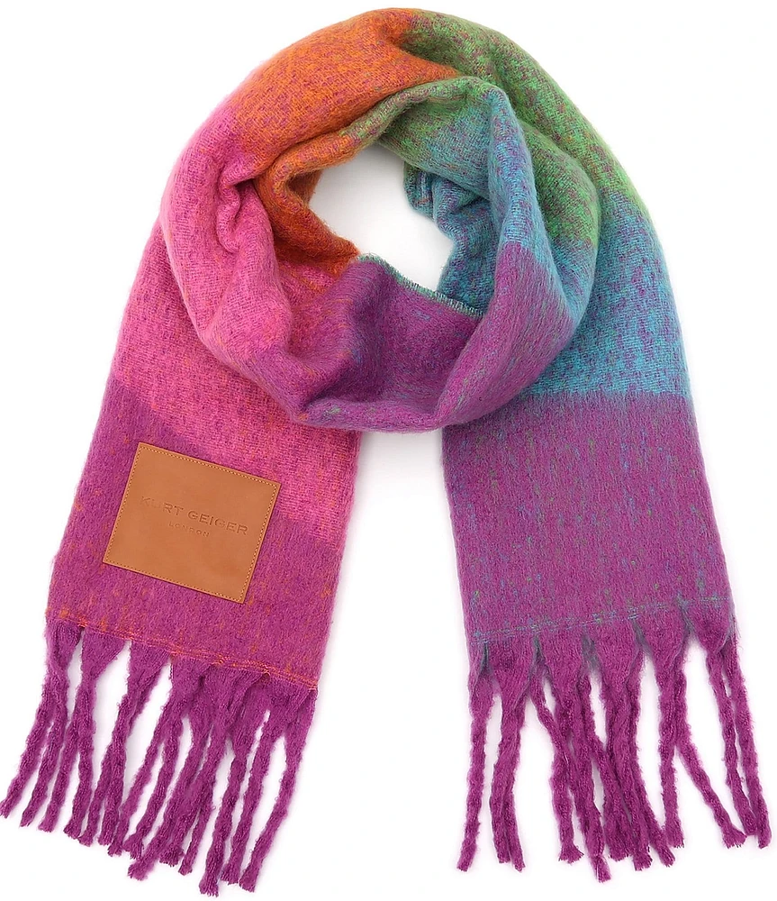 Kurt Geiger London Neon Rainbow Wave Yarn Dye Oblong Scarf